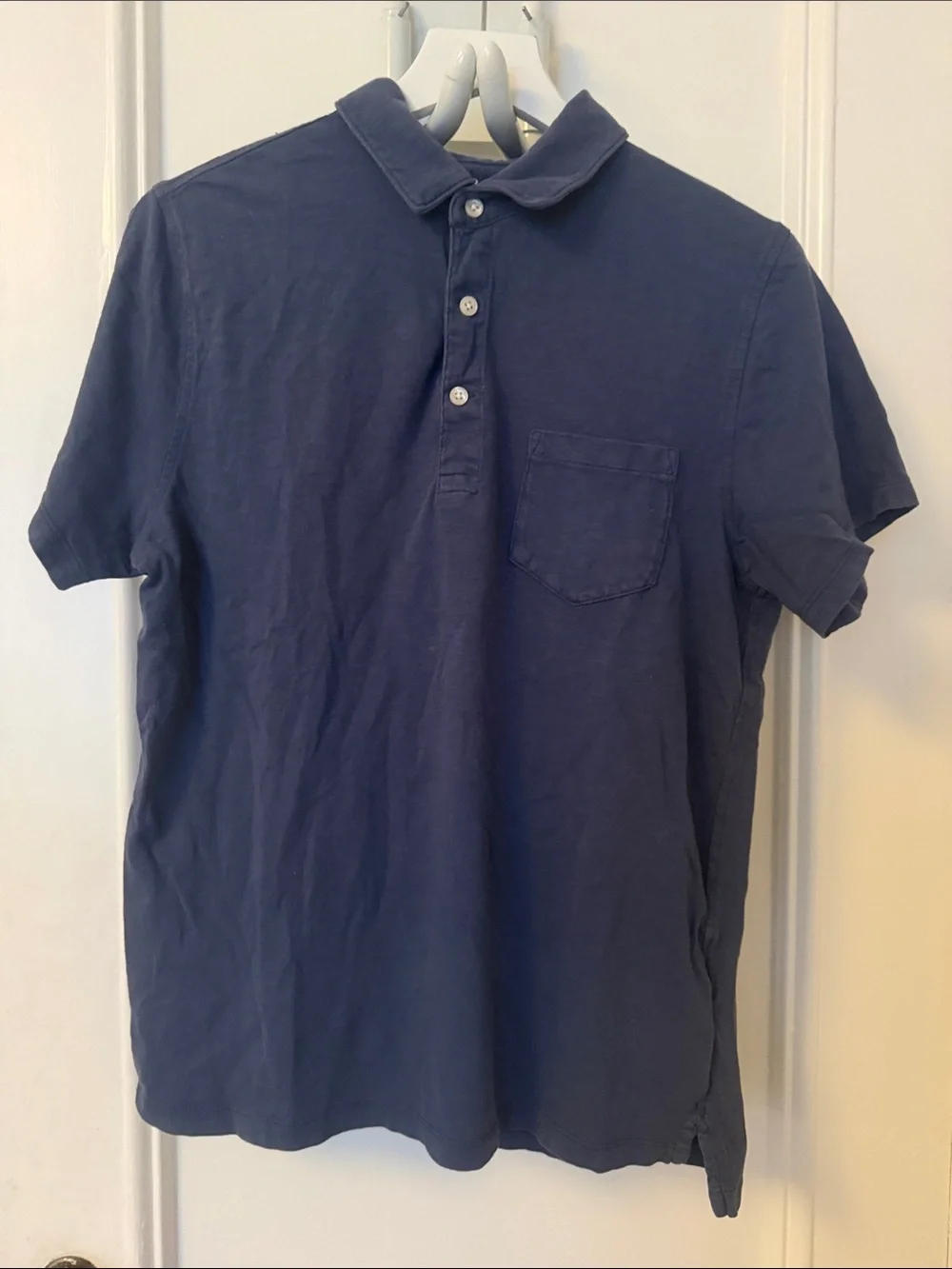 J. Crew Navy Short-Sleeve Polo with Chest Pocket